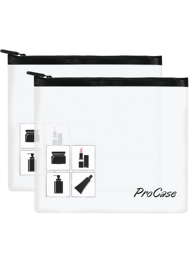 Procase TSA Approved Fly Travel Toiletry Bag Makeup Pouch, Durable Quart-Size Carry-On Clear Small Handy Bag with Zipper for Liquids Bottles Tubes Cosmetics Container (2-Pack) - Image 1